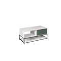 Vintage Wood Coffee Table with Shelves and Drawer J64508