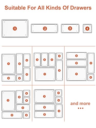 22-Piece Clear Drawer Organizer with Non-Slip Silicone Pads P84535