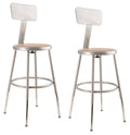 Height Adjustable Steel Stool with Backrest, Grey, Pack of 2 O827