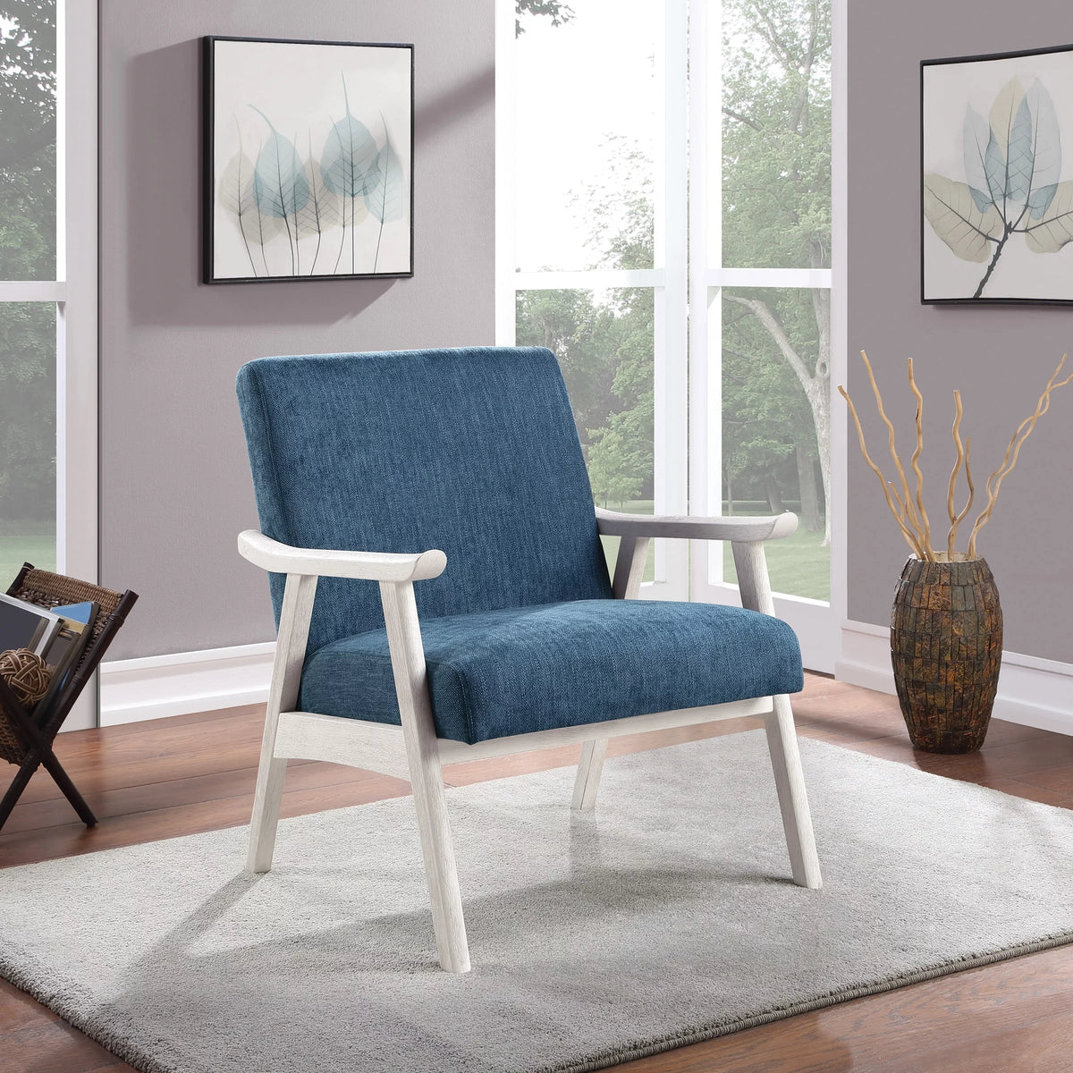 Navy Fabric Armchair N2389