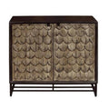 Carved Wooden Two Door Chest in Rustic Brown H218