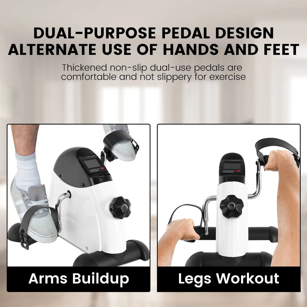 White Portable Under Desk Exercise Bike with LCD Screen N318823