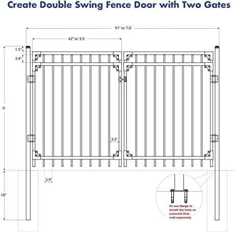 Black Steel Anti-Rust Fence Gate T929845