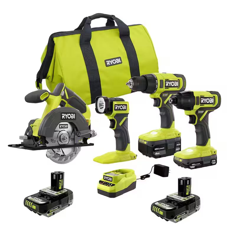 18V Cordless 4-Tool Combo Kit with Batteries & Charger I2199