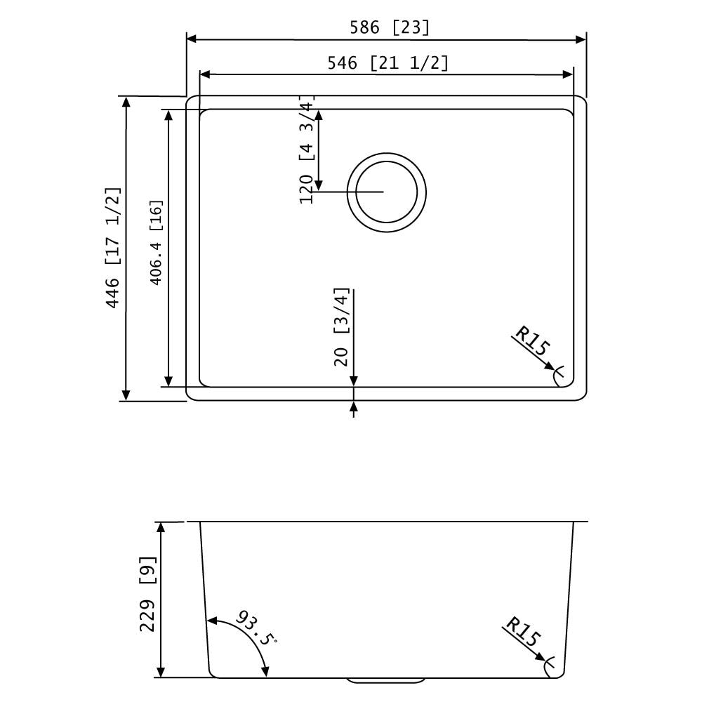 23-in. Chrome Kitchen Sink with Stainless Steel Finish and 18 Gauge Y22601