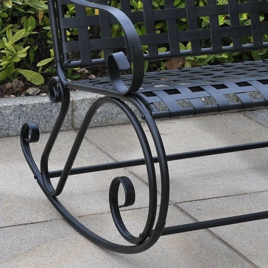 Black Iron Patio Rocker Loveseat J389773