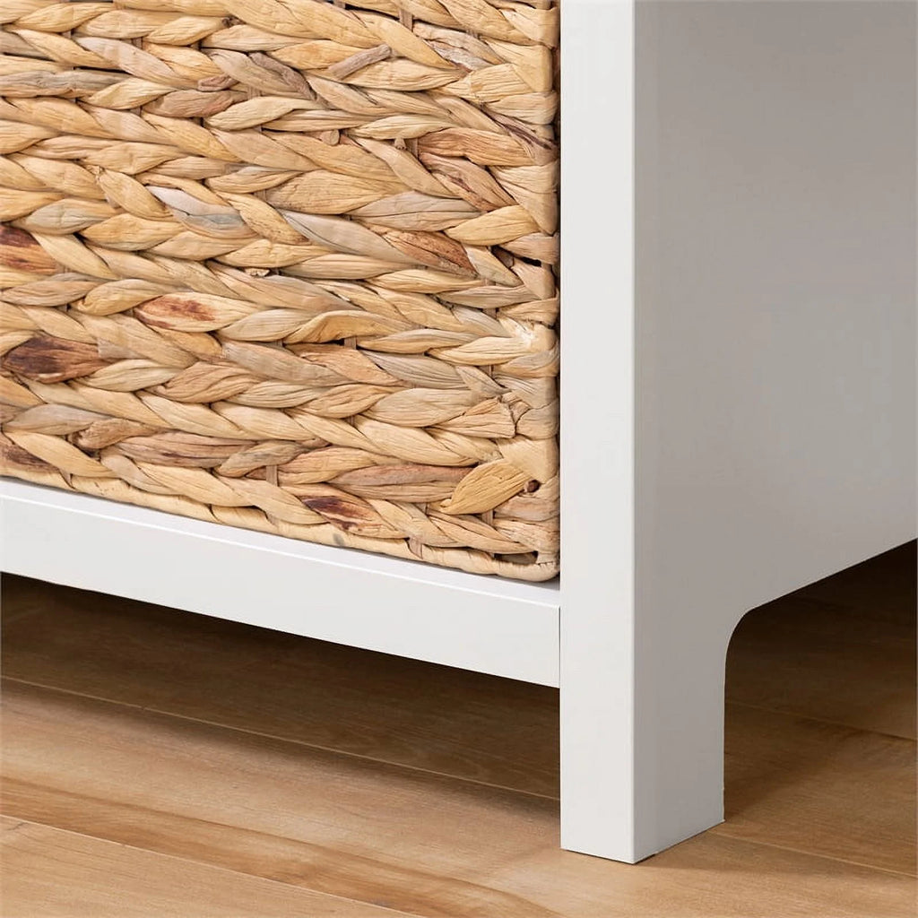 White 3-Drawer Engineered Wood Dresser with Baskets U4901
