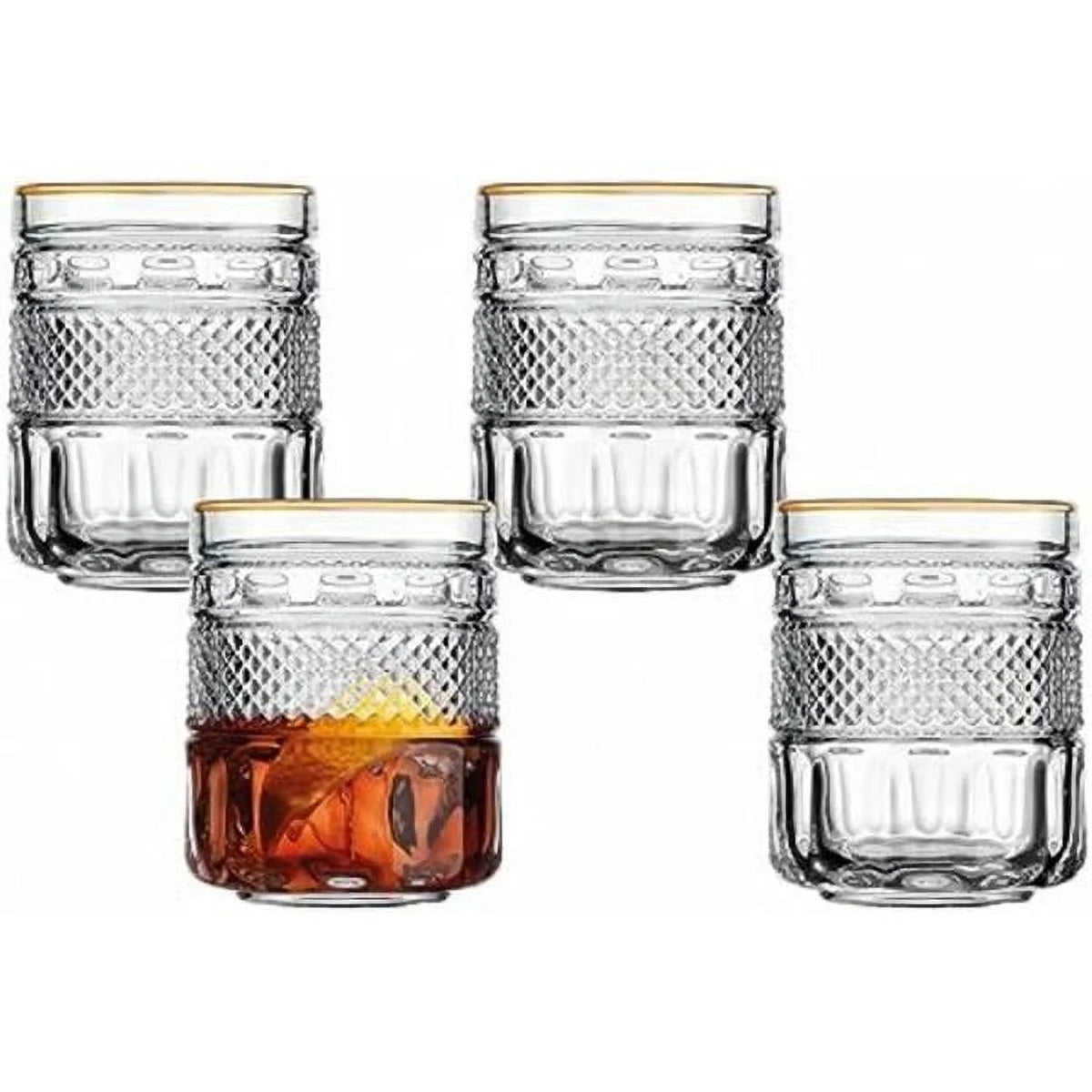 1 oz Gold Rim Beverage Glass Cup Set of 4 E418