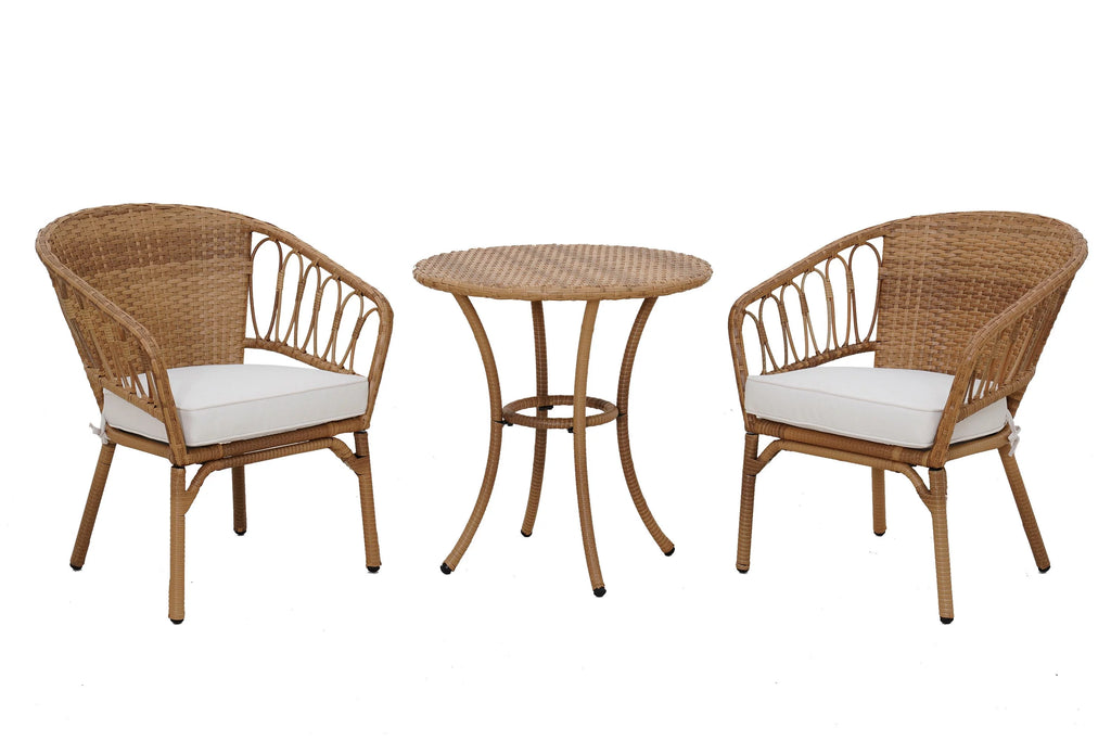 3-Piece Beige Outdoor Wicker Bistro Set Z67251