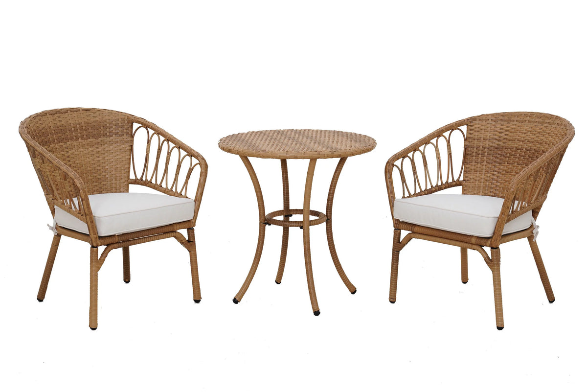 3-Piece Beige Outdoor Wicker Bistro Set Z67251