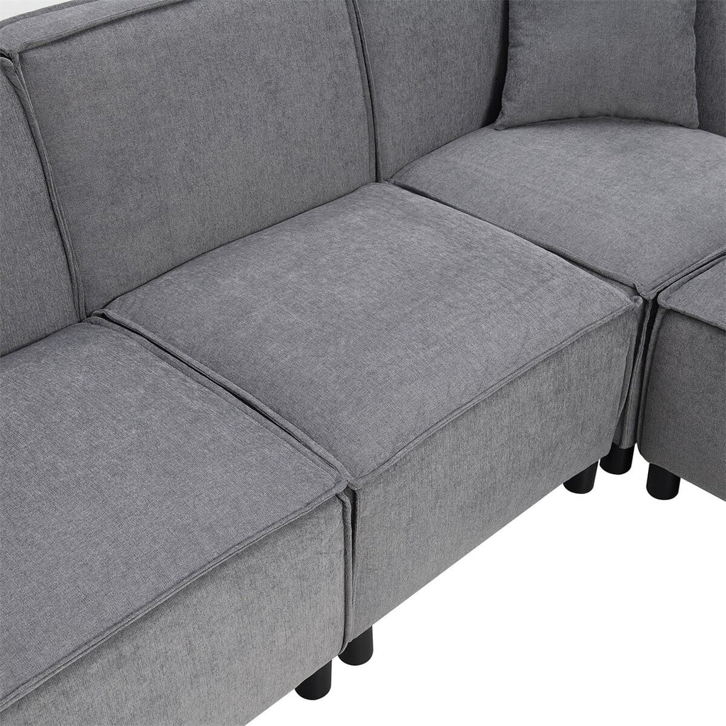 97\*74" Chenille Fabric L-shaped Sectional Sofa with Chaise Lounge J205