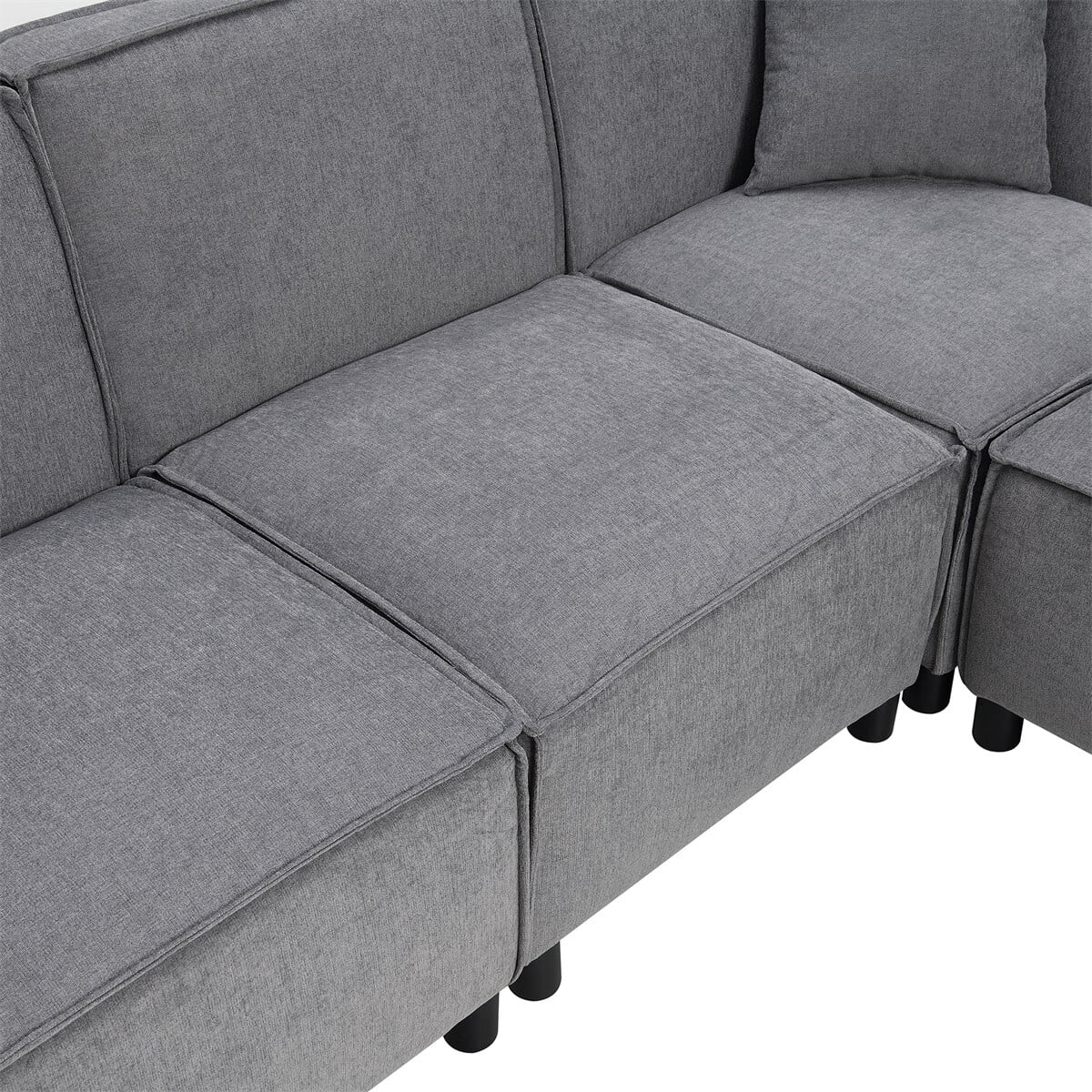 97\*74" Chenille Fabric L-shaped Sectional Sofa with Chaise Lounge J205