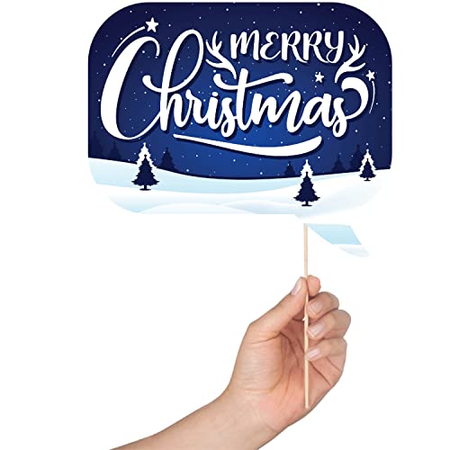 Christmas Photo Booth Props 41-pc Kit with Sign, Adhesive Pads, Sticks L22621