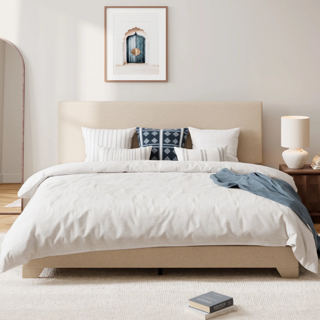 Queen Upholstered Platform Bed Frame with Adjustable Headboard T104
