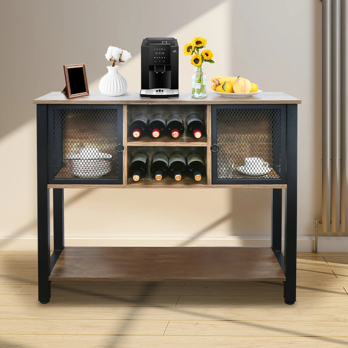 Brown Buffet Sideboard with Storage Shelves R119