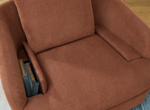 Orange Swivel Glider Rocker Recliner with 2 Bolster Pillows B674681
