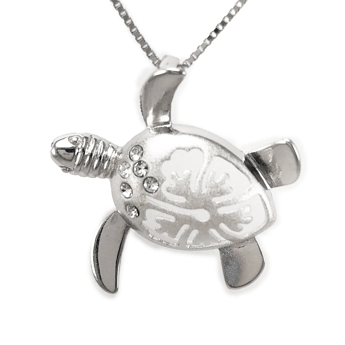 Sterling Silver Turtle Hibiscus Earring and Necklace K365259