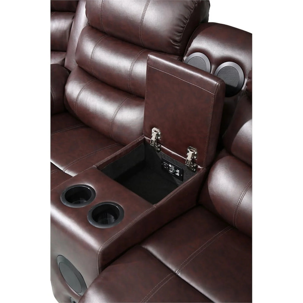 Brown Faux Leather Reclining Sectional F977