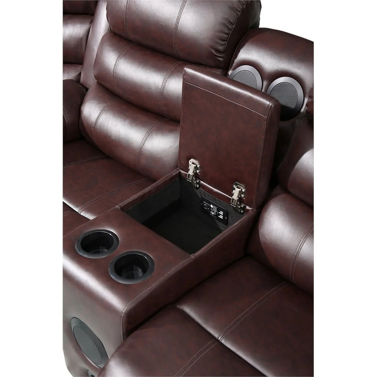 Brown Faux Leather Reclining Sectional F977