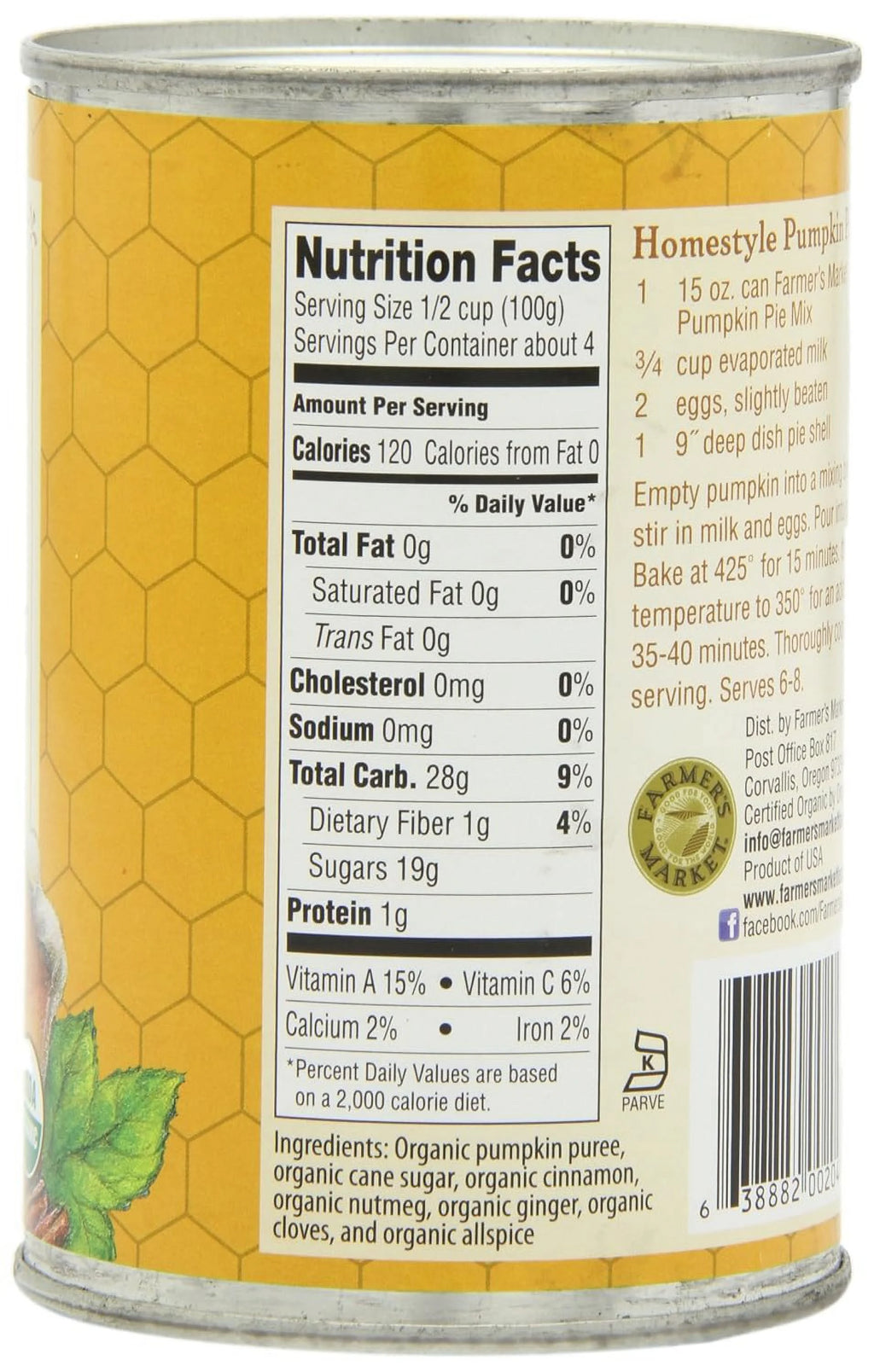 Organic Canned Pumpkin Pie Mix 15-Ounce Cans Pack Of 12 D195571