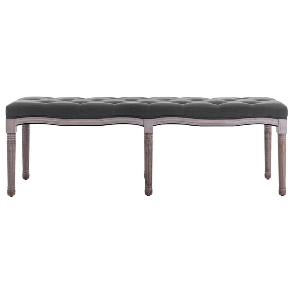 Linen Upholstery Padded Seat Wooden Frame Bench I23098