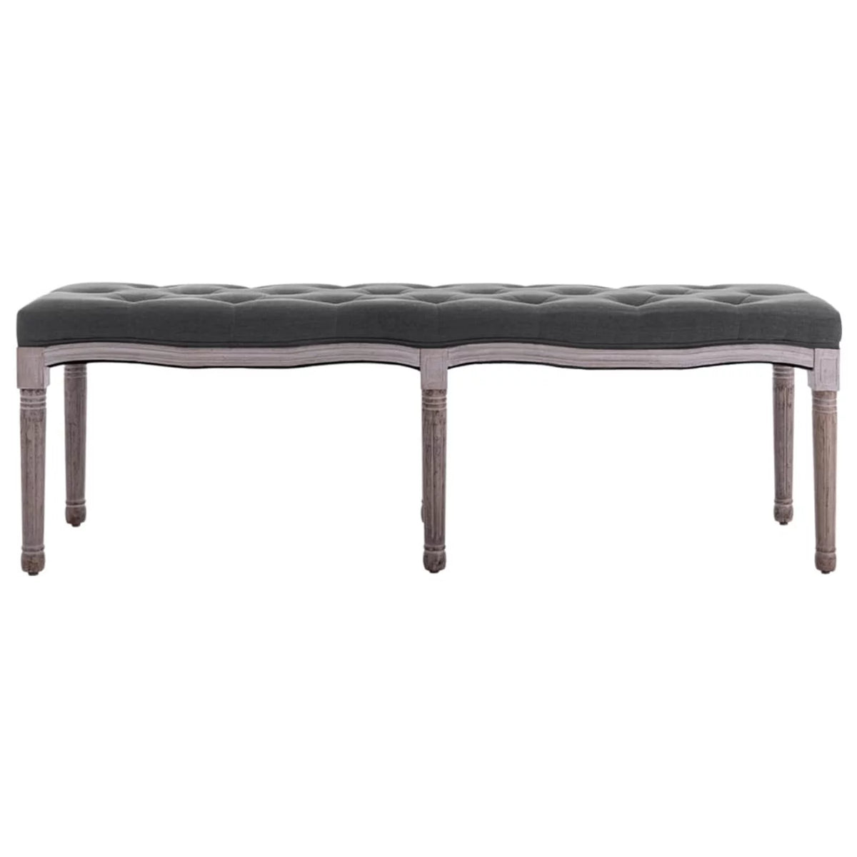 Linen Upholstery Padded Seat Wooden Frame Bench I23098