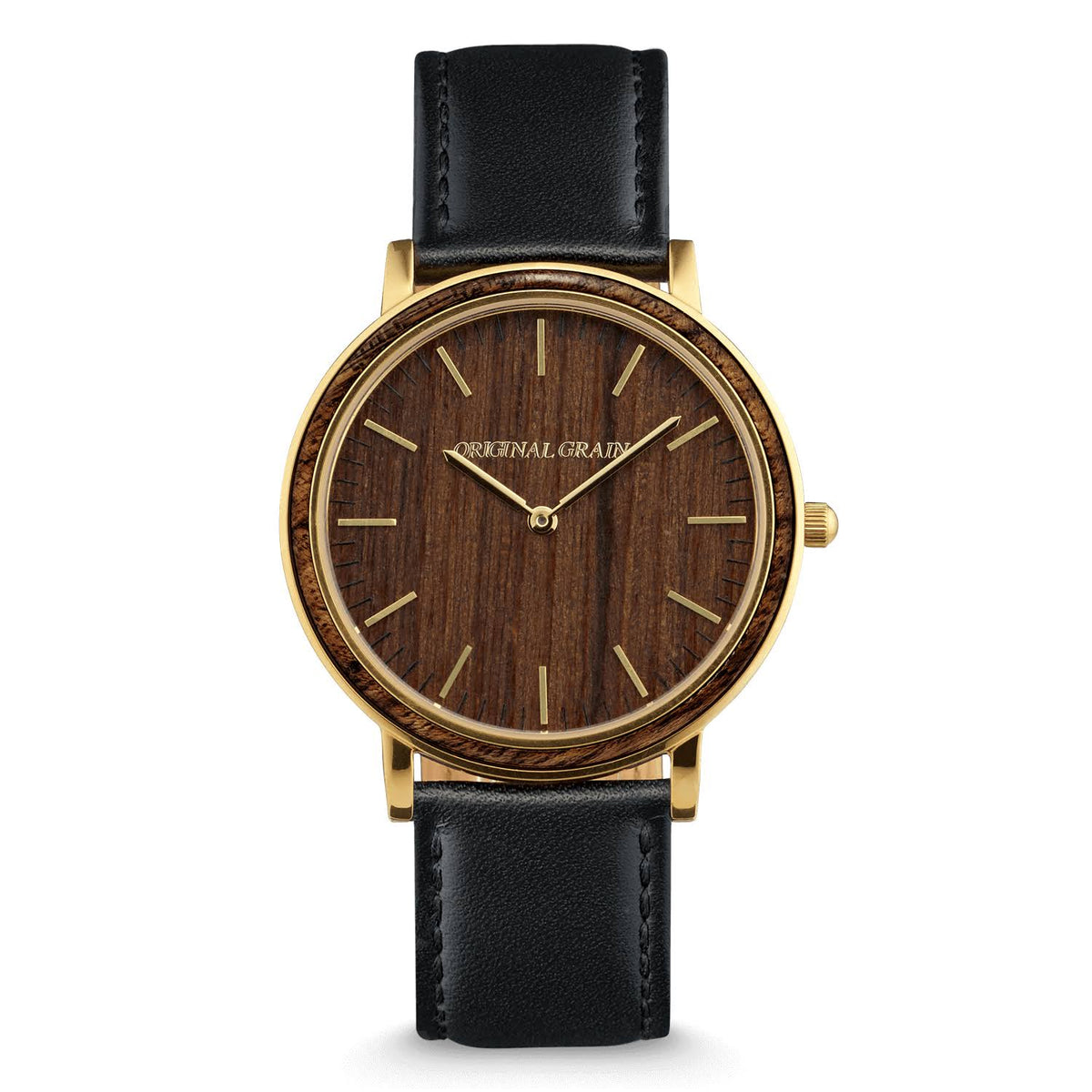 Black Minimalist Wood Dial Watch Y7765