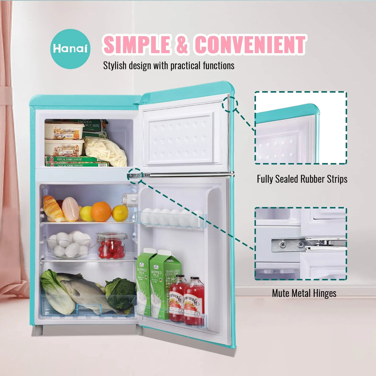 3.5 Cu.ft Blue Mini Fridge with Freezer Y42590