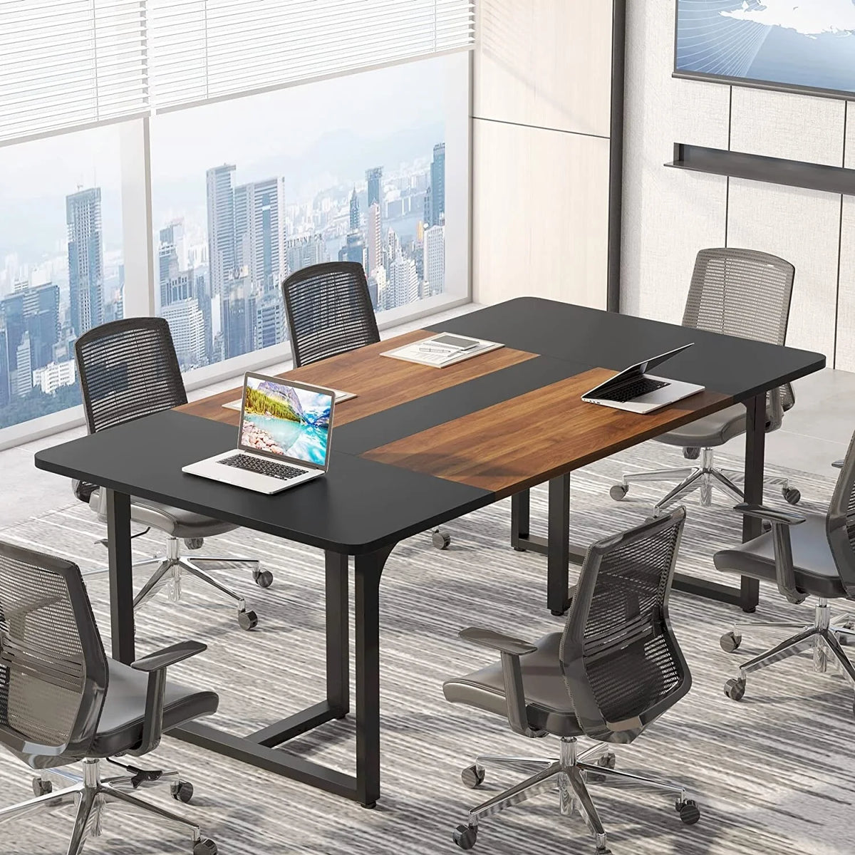 6FT Wood Metal Meeting Table K244