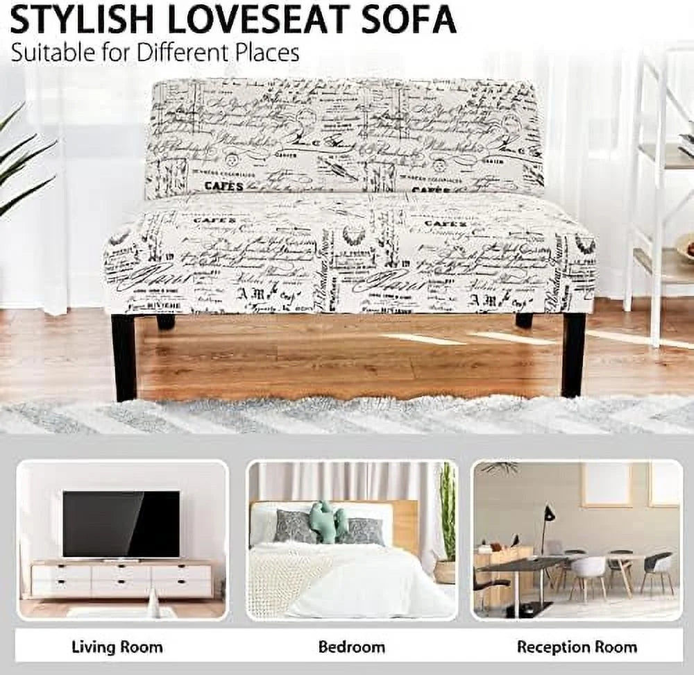 Armless Loveseat Sofa Fabric H4164