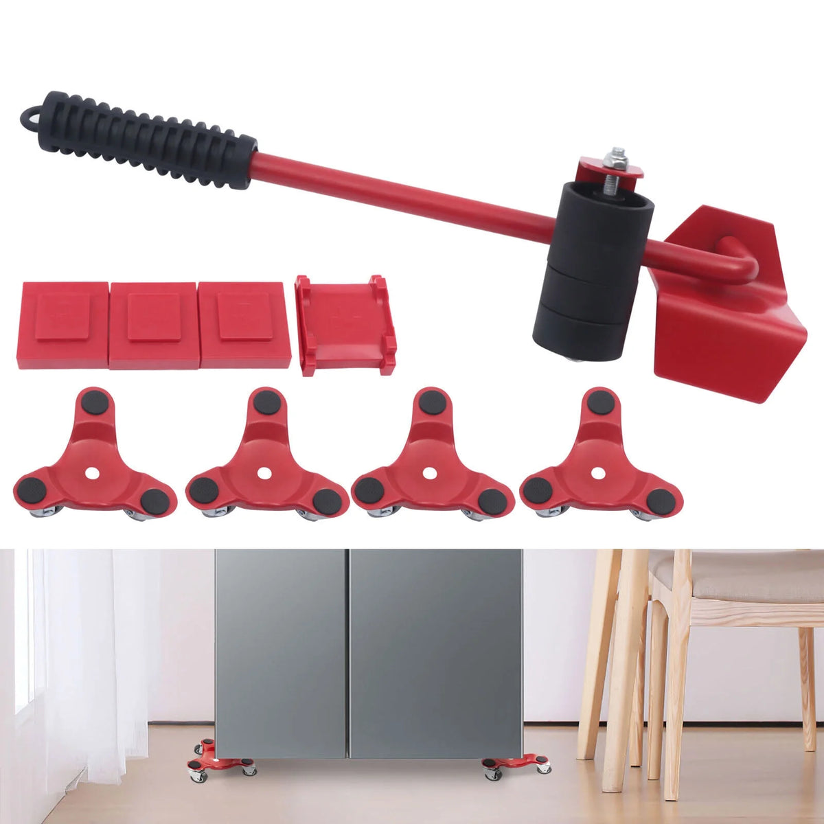 Furniture Roller Set Moving Tool Wheels Red J6476