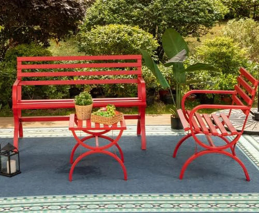Outdoor Garden Patio Bench with Backrest and Armrest Black S49273