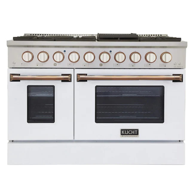 48 In. 6.7 cu ft. Natural Gas Range with White Door and Gold Accents W21647