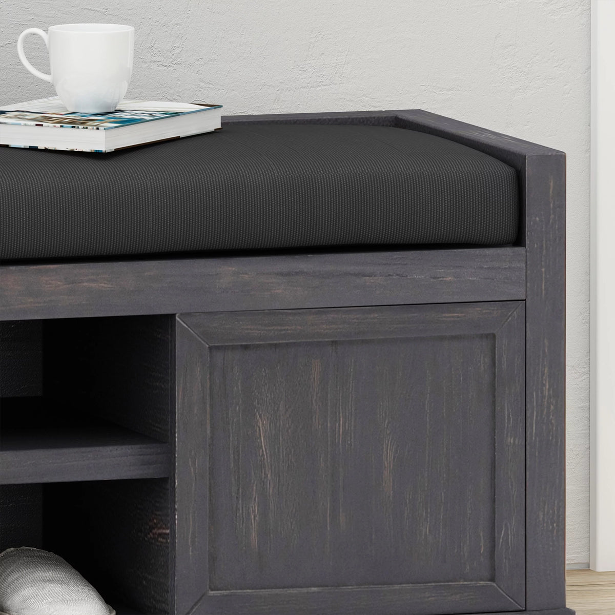 Acacia Wood Storage Bench with Cushion W438