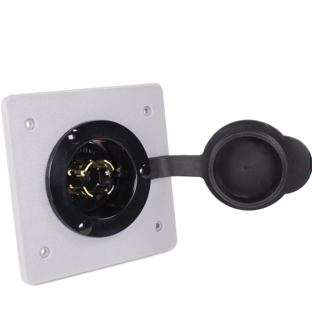 20A 125/250 Volt Flush Mounting Locking Wall Receptacle Outlet, Black Industrial Grade E6426