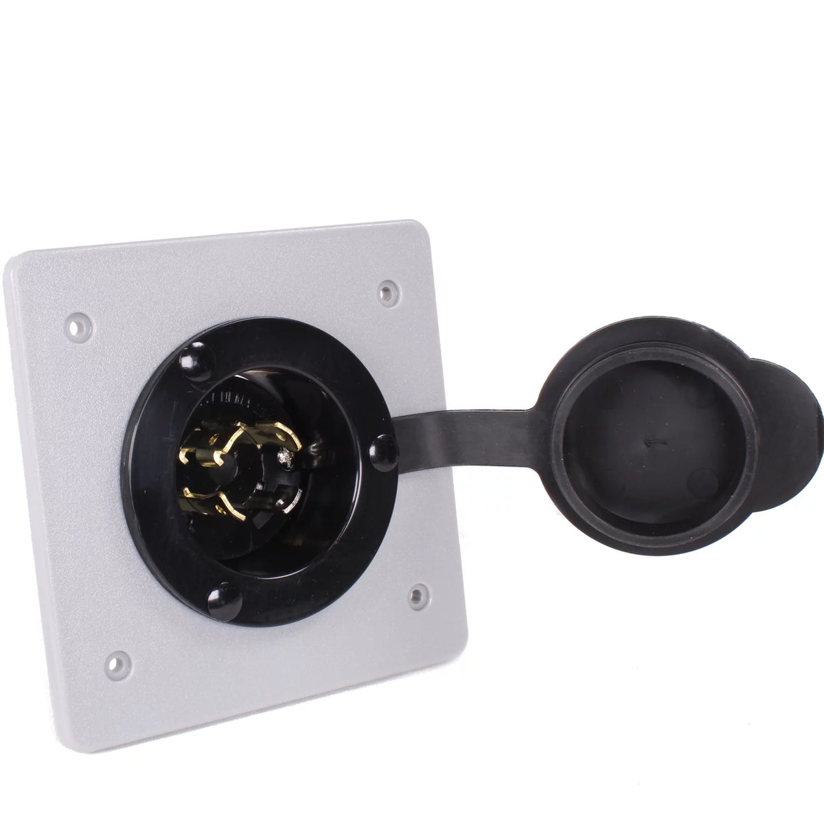 20A 125/250 Volt Flush Mounting Locking Wall Receptacle Outlet, Black Industrial Grade E6426