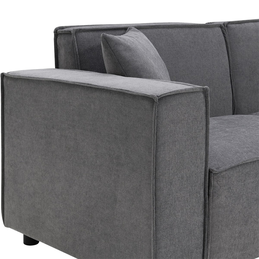 97\*74" Chenille Fabric L-shaped Sectional Sofa with Chaise Lounge J205