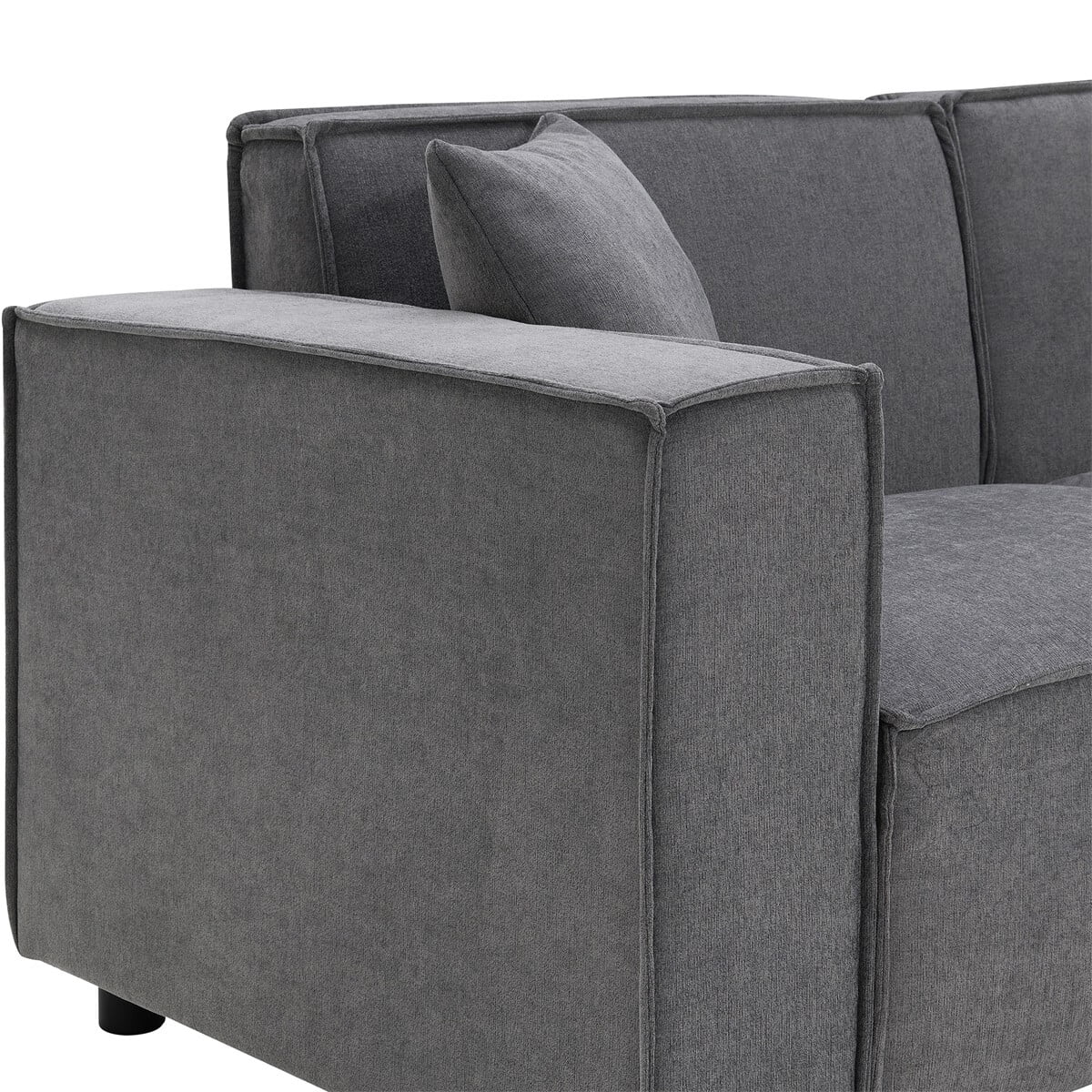 97\*74" Chenille Fabric L-shaped Sectional Sofa with Chaise Lounge J205