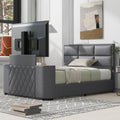 Queen Size Upholstery Platform Bed Frame with Adjustable Headboard G1430