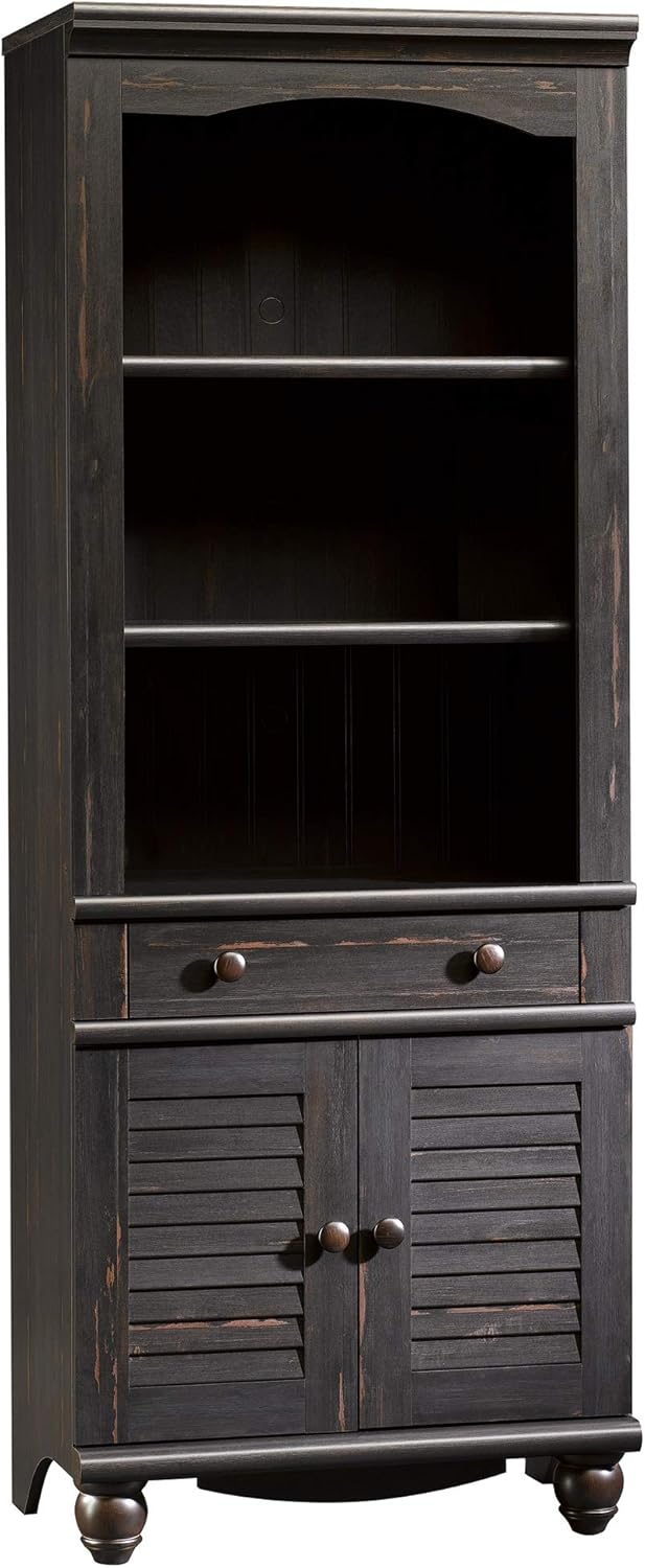 Antiqued White Bookcase With Doors X1475