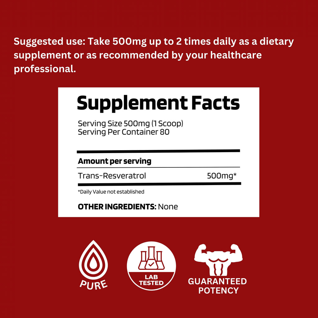 Micronized Trans-Resveratrol Powder 1000mg 40g C2666