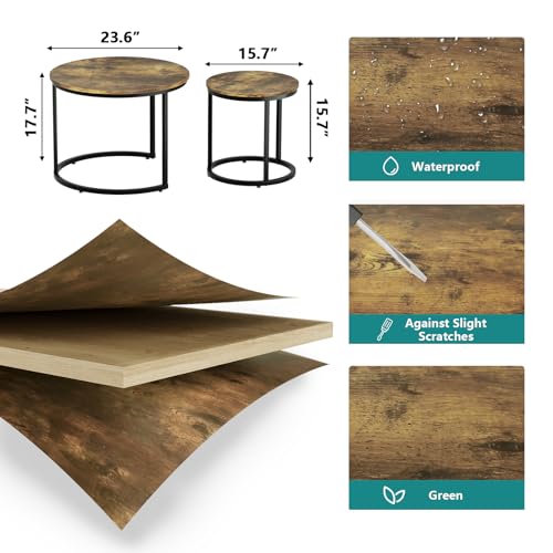 Set of 2 Round Wood Grain Coffee Table E357842