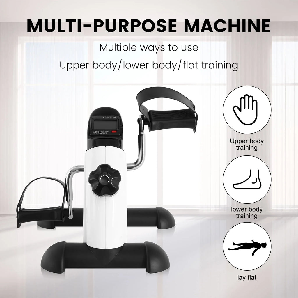 White Portable Under Desk Exercise Bike with LCD Screen N318823