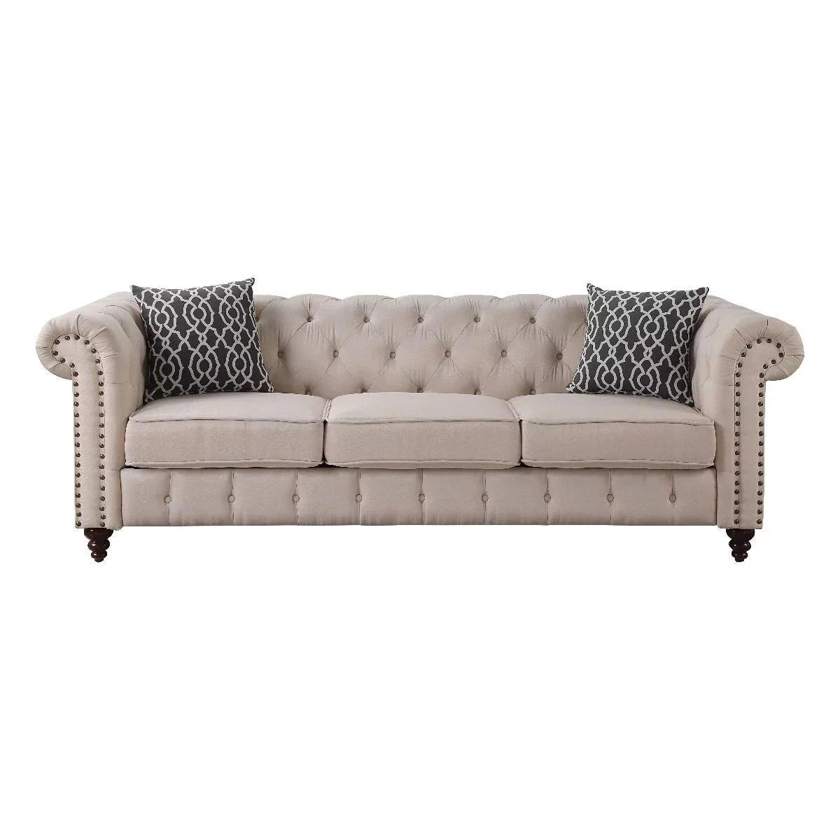 Tan Linen Sofa Loveseat and Chair A968