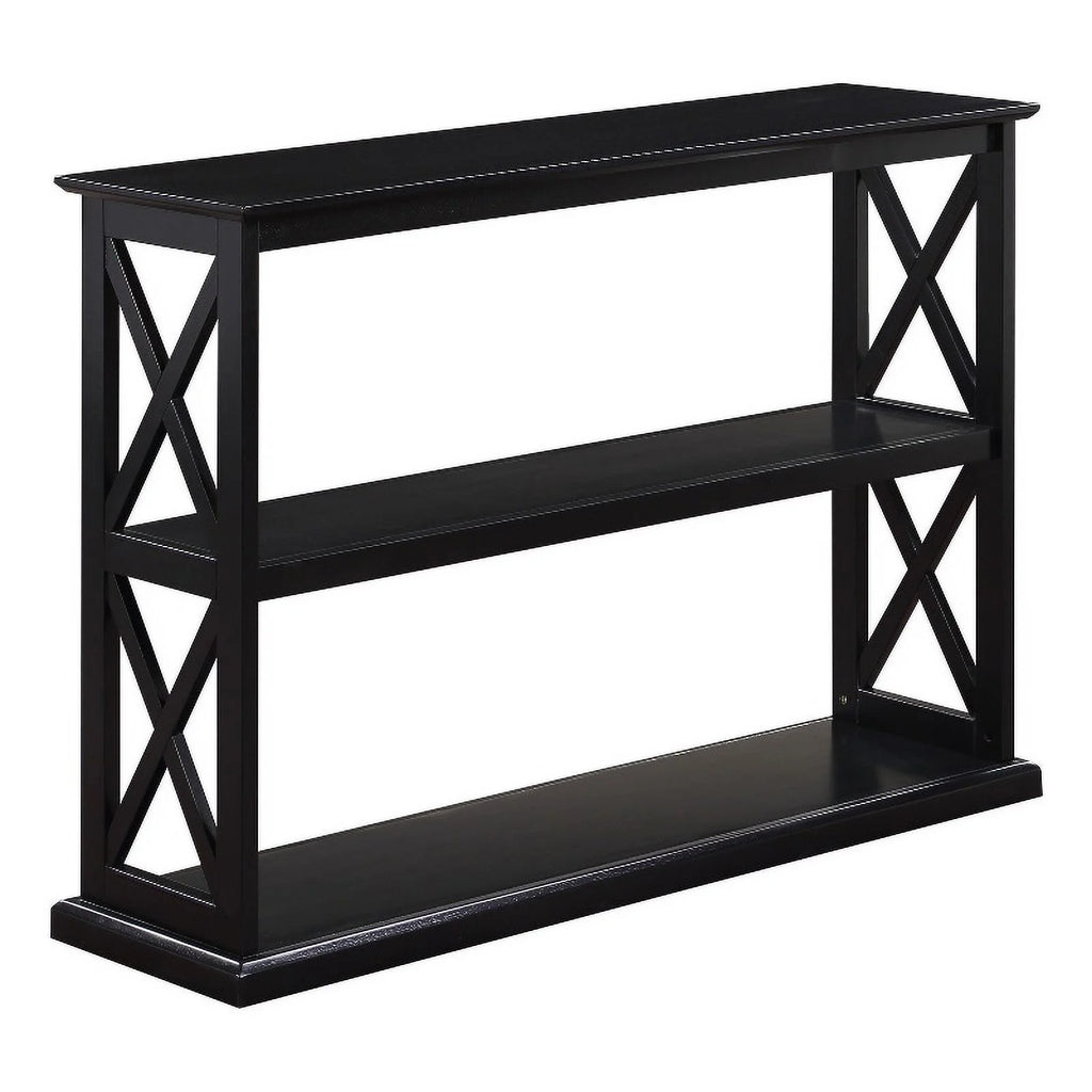 Black Wood Console Table with Shelves I5472