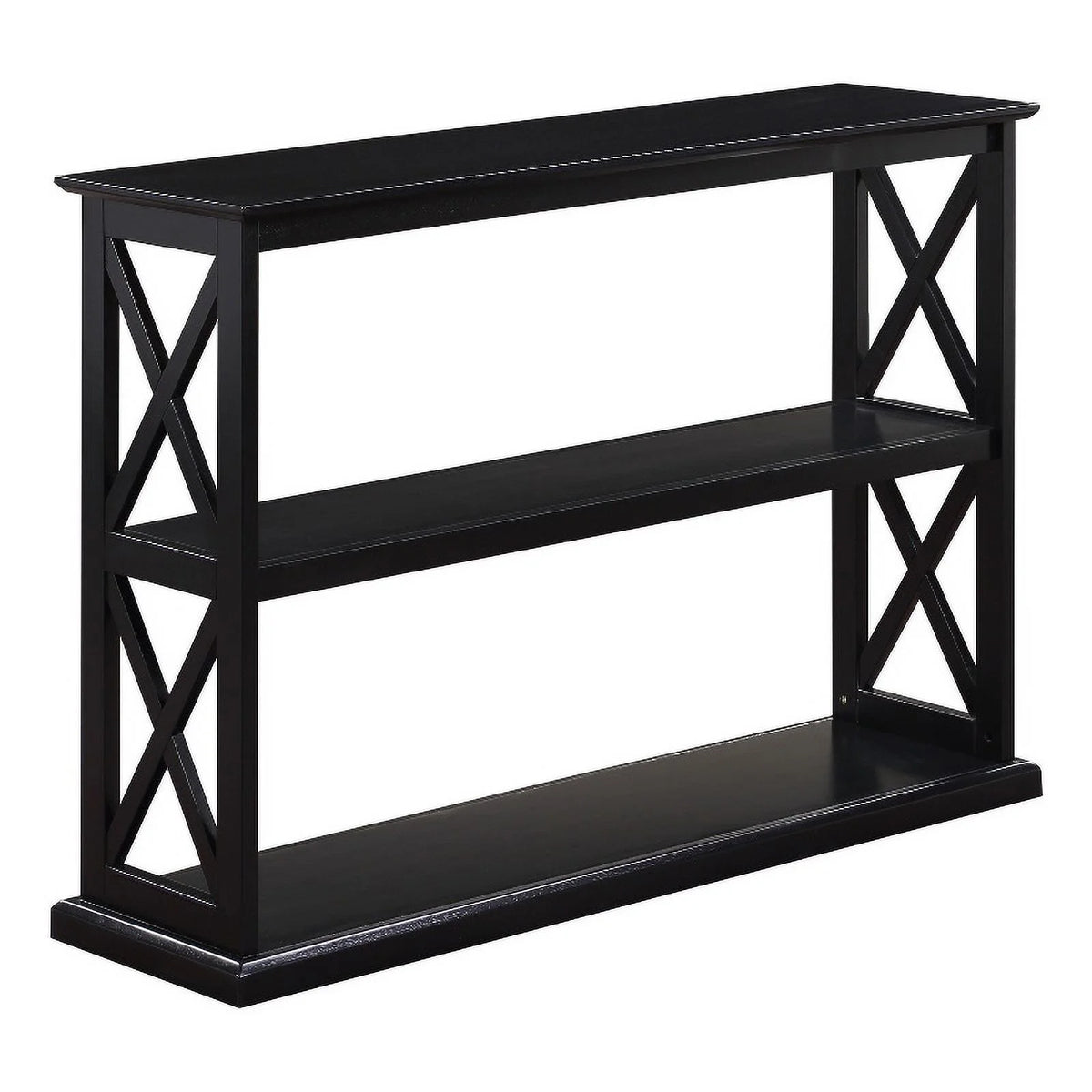Black Wood Console Table with Shelves I5472