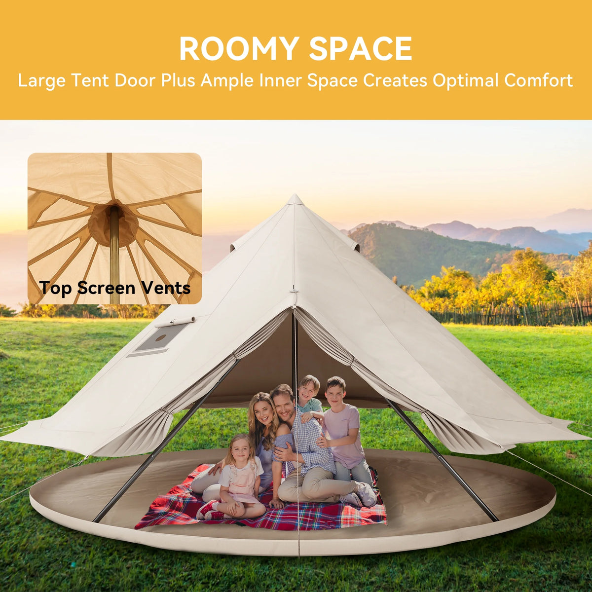4 Seasons Waterproof Cotton Camping Tent with Stove Jacks G39919