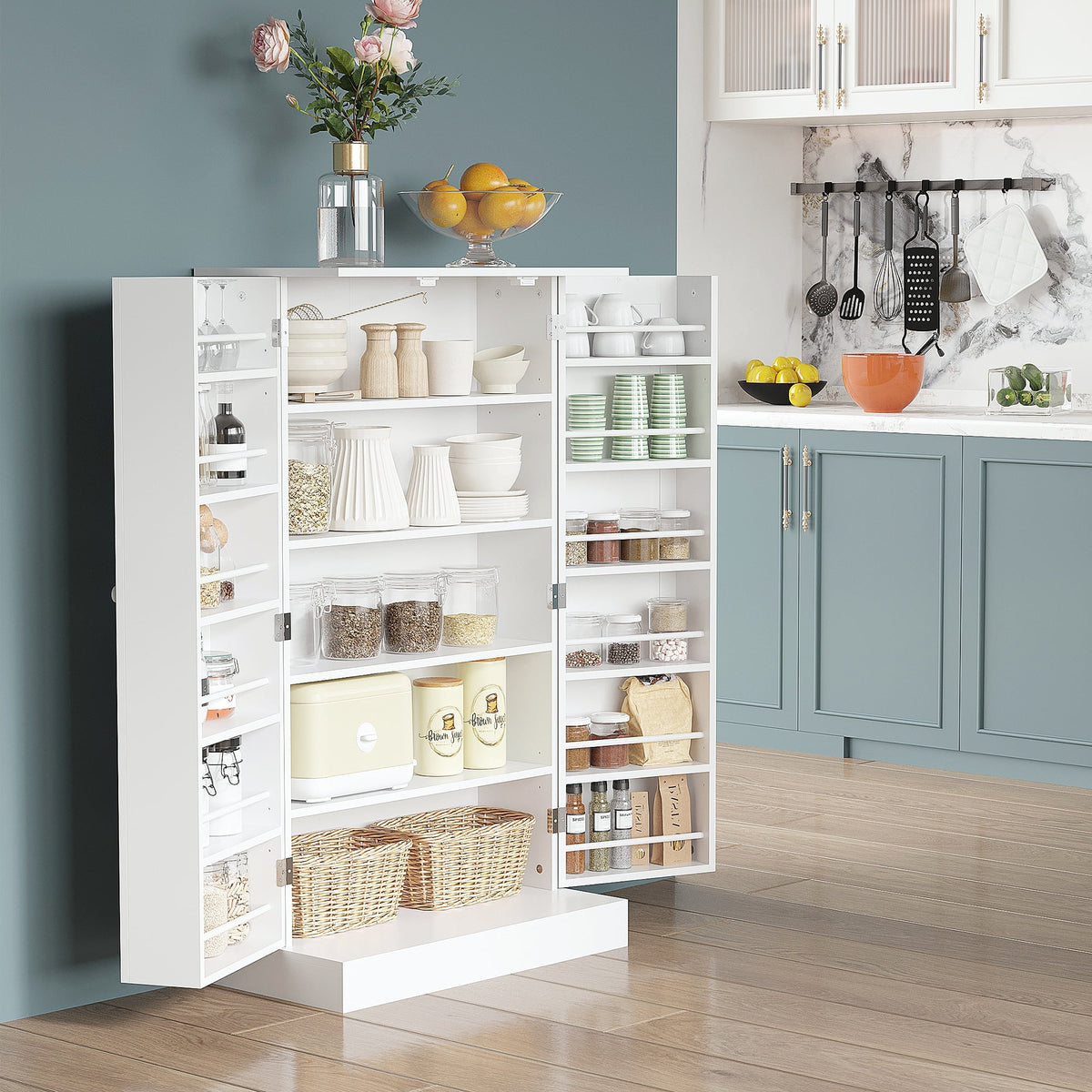 White 2 Door Storage Cabinet with Adjustable Shelves U3165