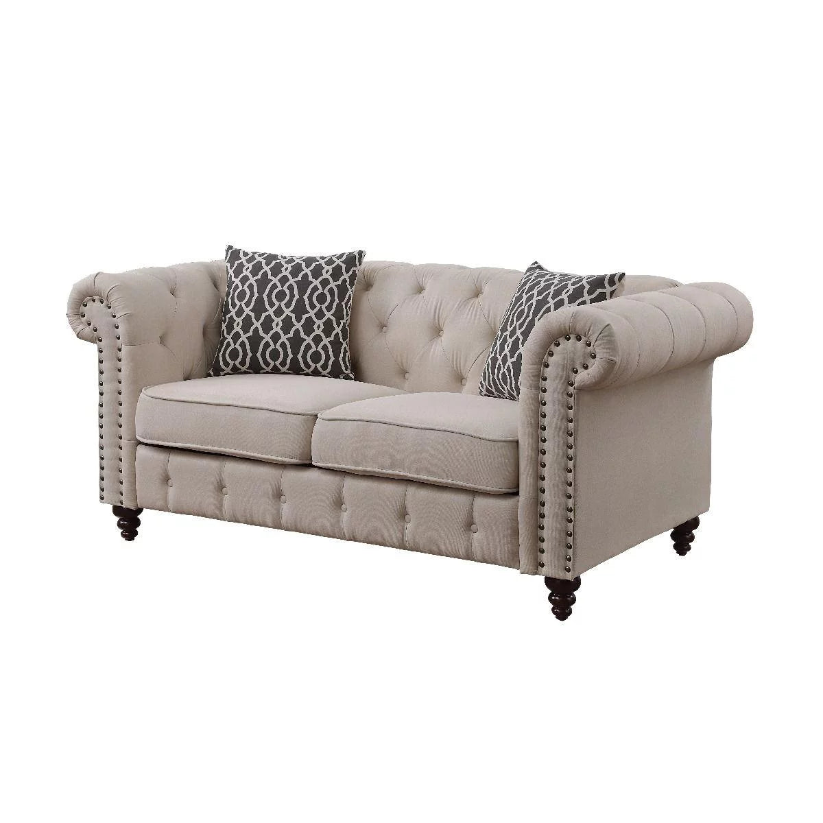 Tan Linen Sofa Loveseat and Chair A968