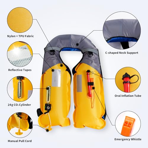 Manual Inflatable Swim Jacket with Zipper Pocket B814